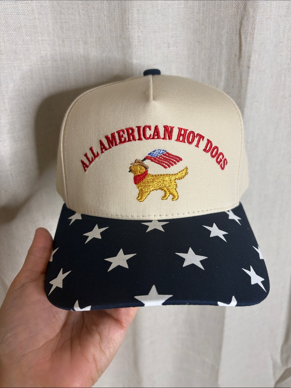 C.C Beige & Navy 'All American Hot Dogs' Baseball Cap